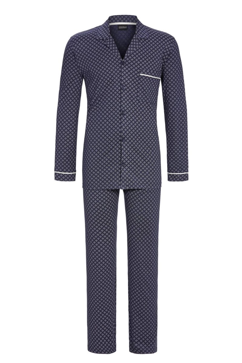Lingerie By M - Ringella Pyjama Blauw - Ontdek comfort en stijl met de Ringella doorknoop pyjama voor heren. Kwaliteitsnachtkleding voor een goede nachtrust. Bestel nu