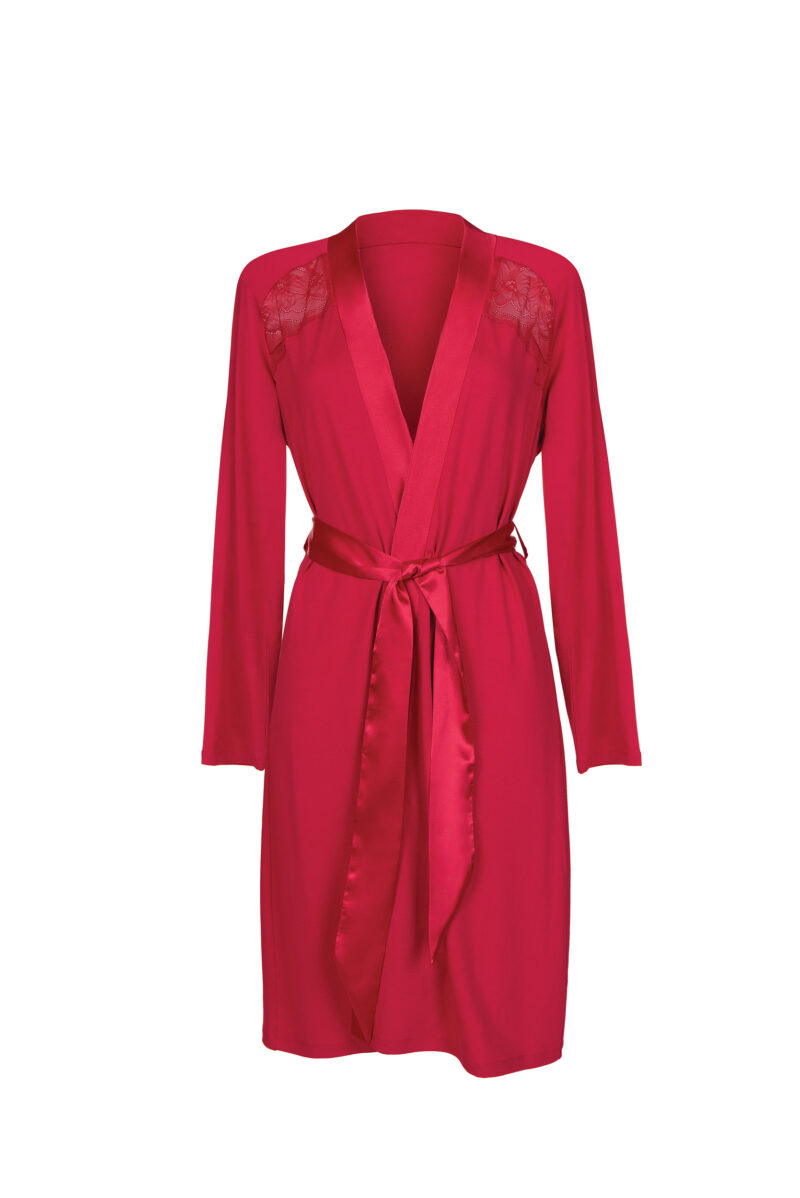 Lingerie By M - Lisca EVELYN Kimono 100 cm Rood - Ontdek de elegante en comfortabele Lisca Kimono uit Serie Evelyn. Perfect voor ontspanning en stijl. Bestel nu en geniet van luxe