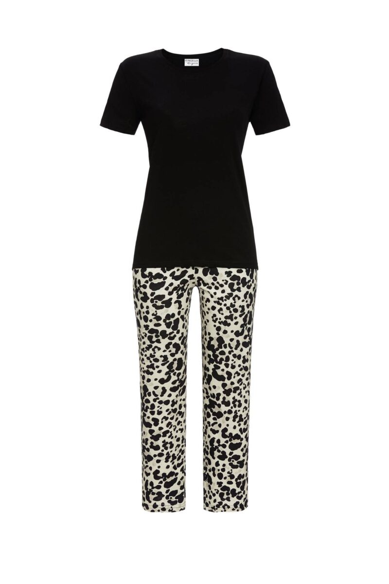 , Ringella Pyjama met 7/8 broek Zwart, Lingerie By M