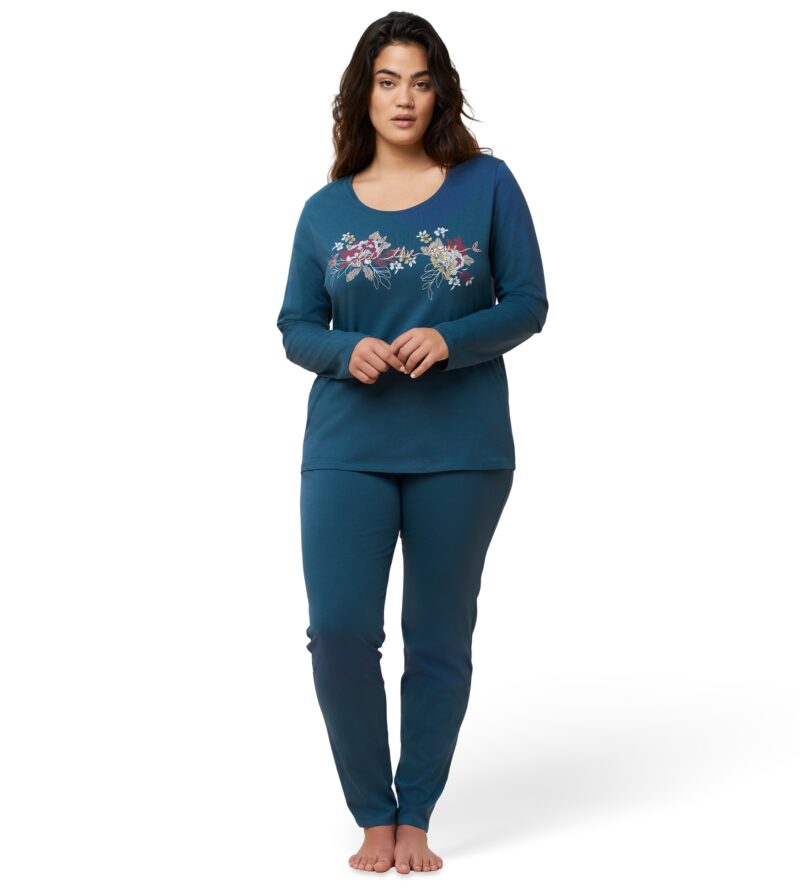 Lingerie By M - Triumph Pyjama smoky blue - Ontspan in stijl met de Triumph Pyjama met lange mouwen. Hoogwaardige nachtkleding voor ultiem comfort en warmte