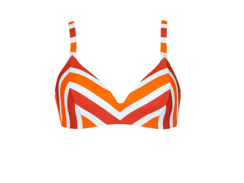 Lingerie By M - Olympia MIX&MATCH Bikini top Oranje - Creëer jouw perfecte strandlook met de Olympia Mix&Match Bikini top zonder beugel in oranje met wit. Combineer stijl en comfort in deze modieuze bikinitop