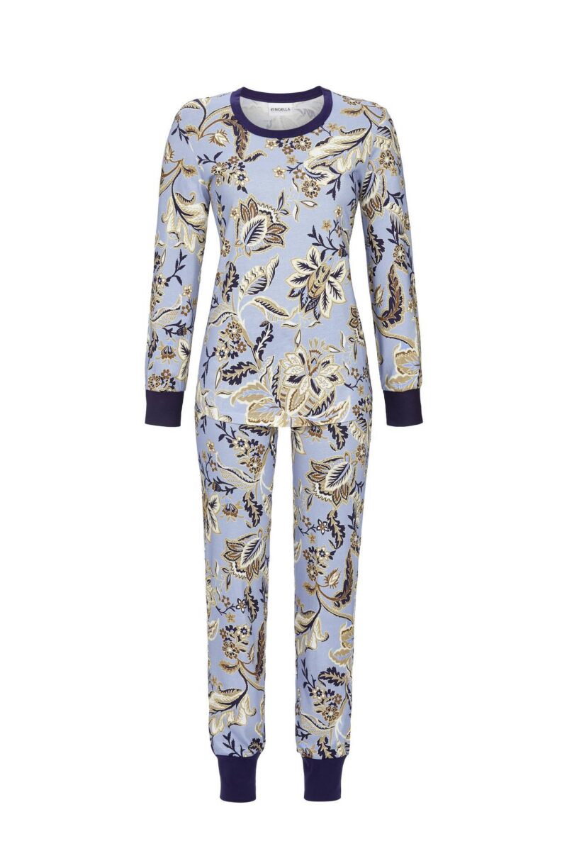 Lingerie By M - Ringella Pyjama met boordjes blauw - Geniet van zachtheid en stijl met de Ringella Pyjama met Boordjes. Hoogwaardige nachtkleding voor een goede nachtrust. Bestel nu