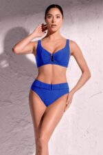 David Solid Jacquard Bralette bikini Blue