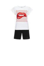 Ringella Pyjama korte broek met motief print Wit  Roze