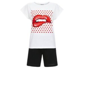 Ringella Pyjama korte broek met motief print Wit  Roze