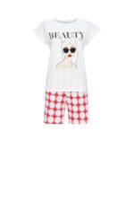 Ringella Pyjama korte broek met motief print Zwart/Wit