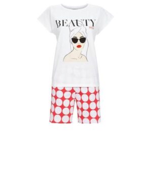 Ringella Pyjama korte broek met motief print Zwart/Wit