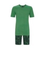 Ringella Pyjama met korte broek en met ronde hals groen