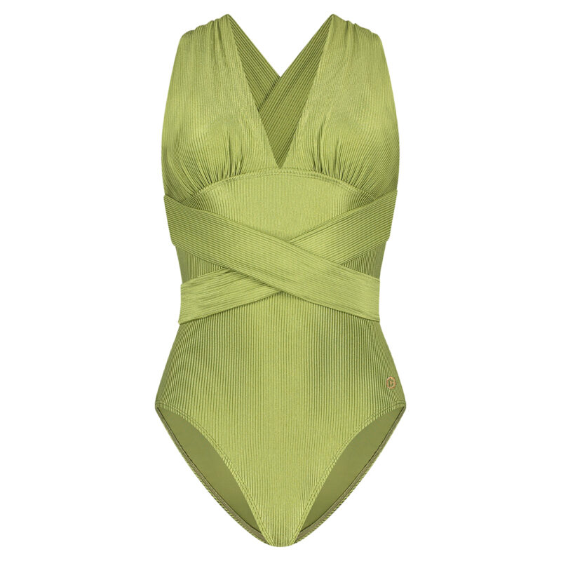 Ten Cate WOW Badpak multiway voorgevormd Shiny Green Rib | Lingerie By M