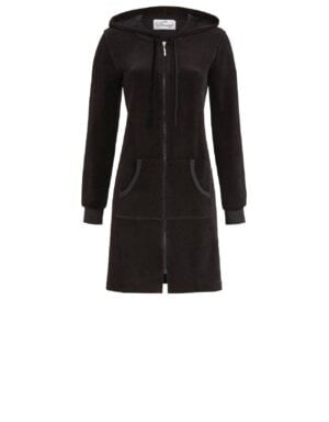 Bloomy Nicki velours jas met capuchon zwart