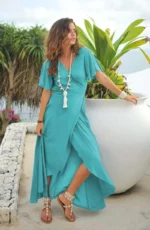 Hot Lava Dani Overslag Jurk Turquoise