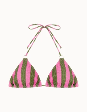 Lingerie By M - Home Bohodot Nora triangel bikini top groen/roze